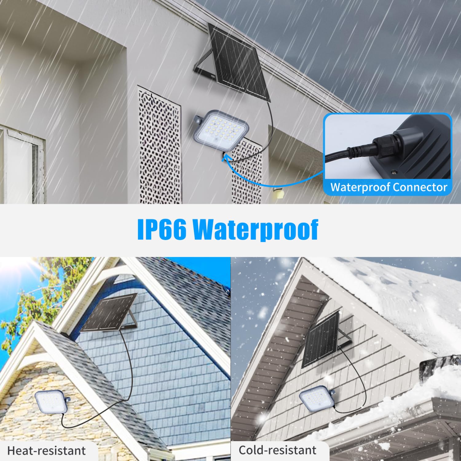 Aigostar - Foco proyector LED solar con mando a distancia,8000mAH,gran panel solar y batería de gran capacidad,regulable 3000/4000/6500K,Función crepuscular,Luz solar para exterior y jardín,patios.