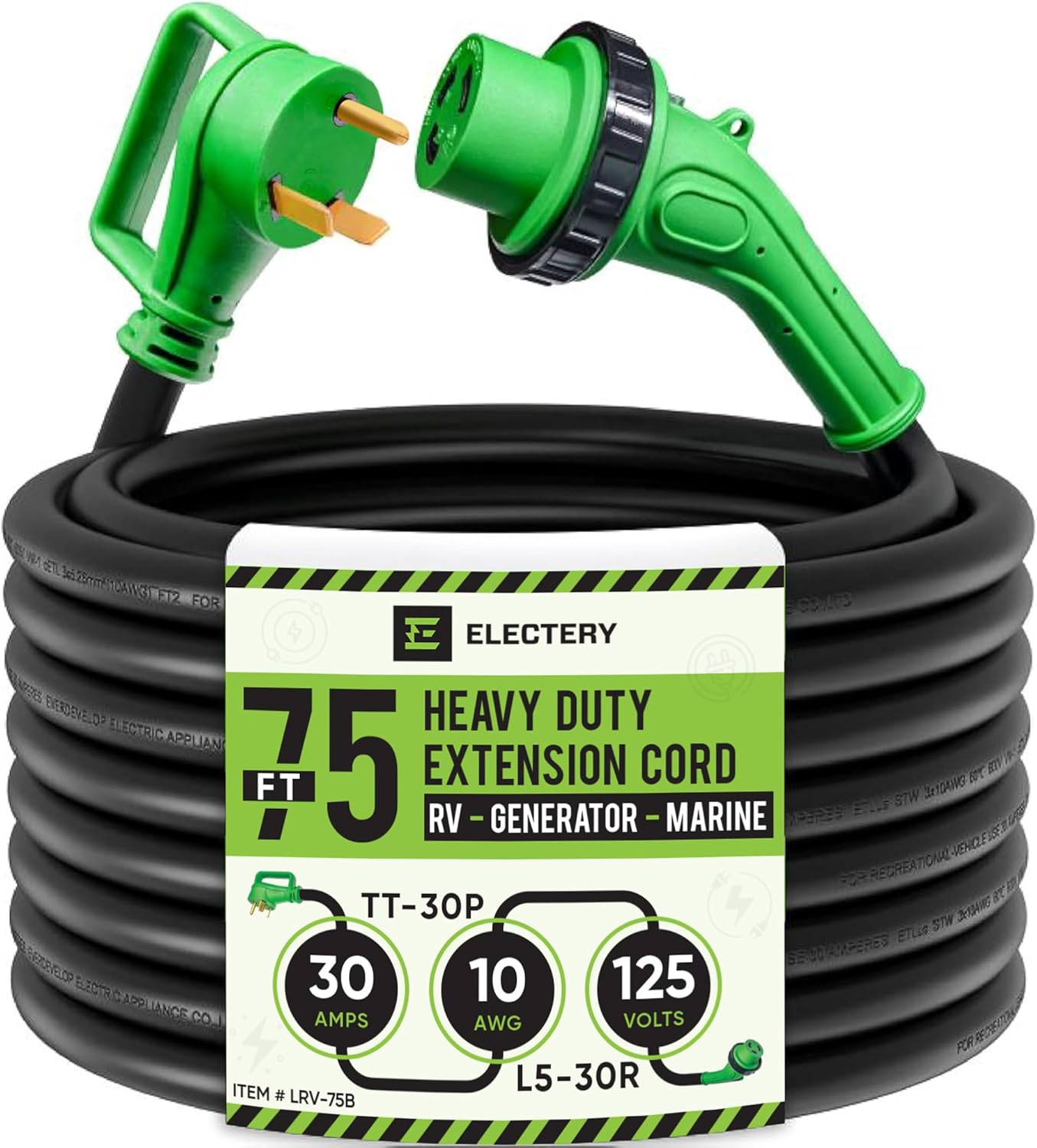 30-Amp RV Power Extension Cord with Twist Lock Adapter