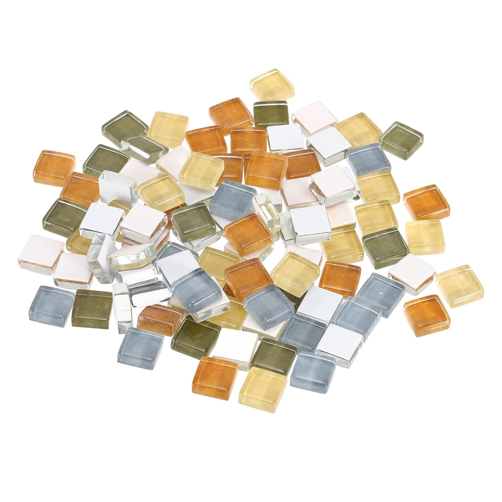 sourcing map Mosaic Tiles, 1 x 1cm Micro Glass Tiny Mini Mosaic Tile DIY Hobbies Handmade Crystal Free Stone Craft Material Creativity (Olive Series Pack of 110)