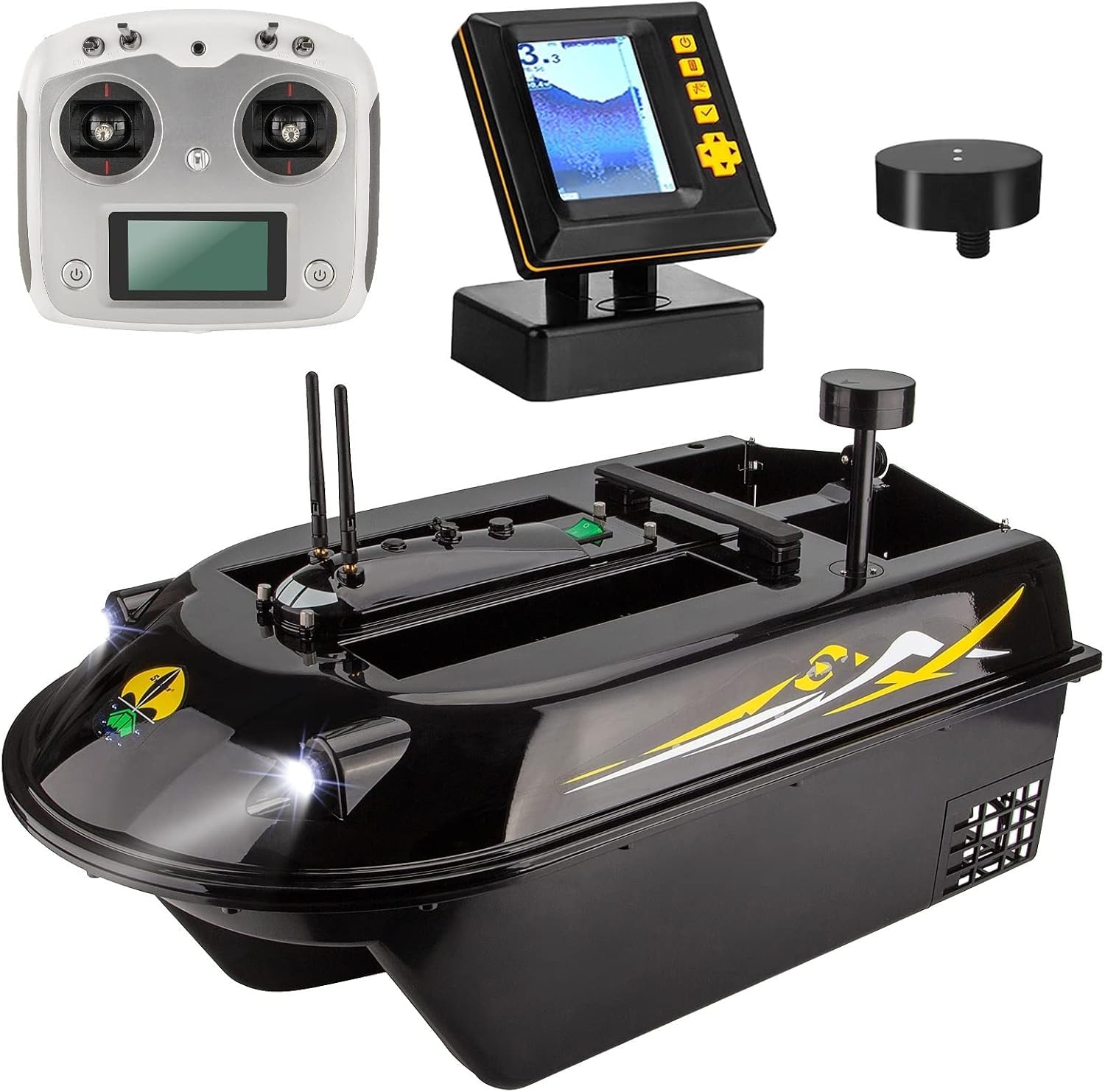 Barco de cebo de pesca con mando a distancia y buscador de peces para pesca en el mar, impermeable, alta eficiencia, fácil operación, ideal para pescadores y entusiastas de la pesca