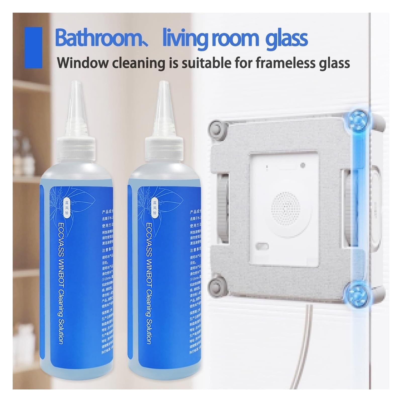 Líquido Limpiacristales - Compatible Con ECOVACS WINBOT W2 PRO Omni/W2 Omni/W1 Pro/W1S/Mini - Limpiacristales Multifuncional Con Fórmula Antirayas(6pcs)