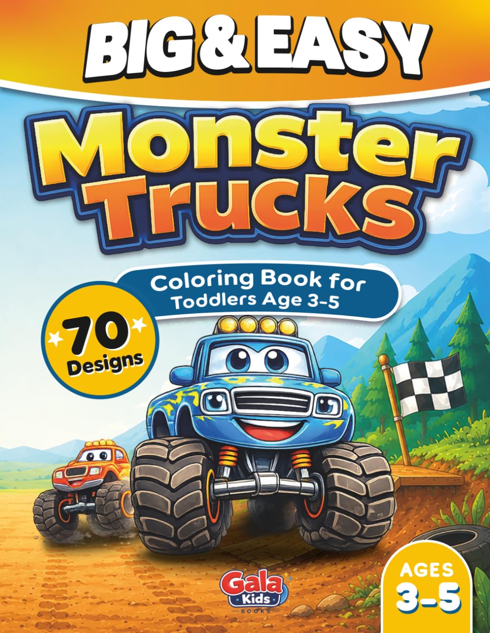 Cute Monster Trucks Coloring Book: Big and Easy Coloring Book for Toddlers and Preschool Kids Ages 3–5 (Big & Easy Coloring Book Series)