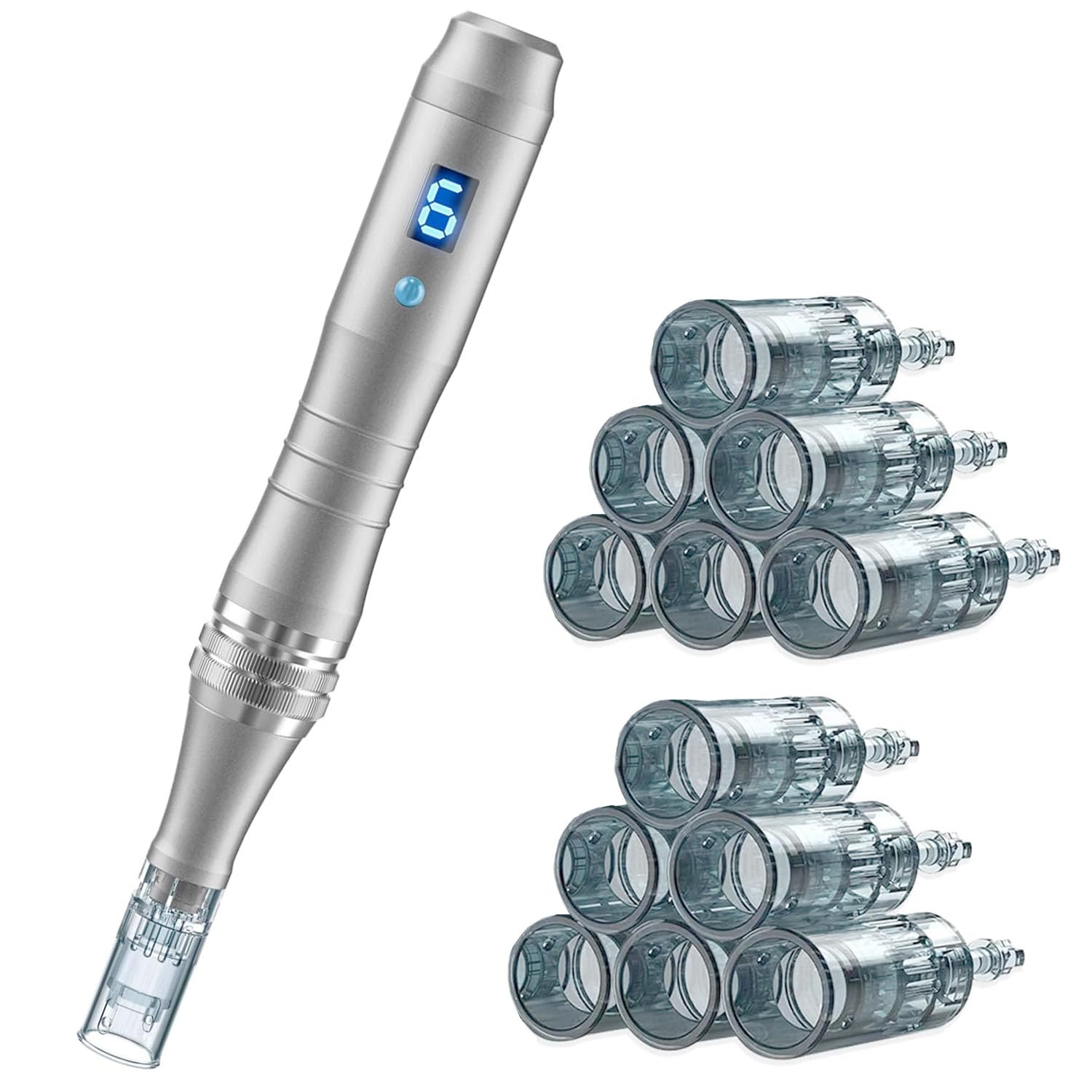Microneedling Stamp Pen with 0 25mm Needles Derma Roller Pen Kit Microneedle Beauty Tool for Men Women Personal