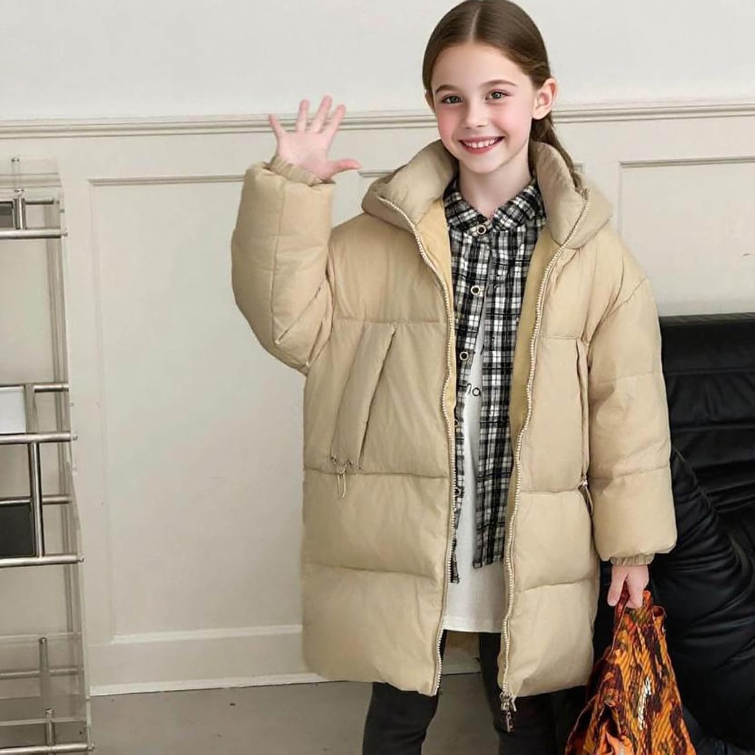 Boys Girls Long Puffer Jacket Winter Down Hooded Trench Coat Kids Warm Windbreaker Overcoat 7-15 Years