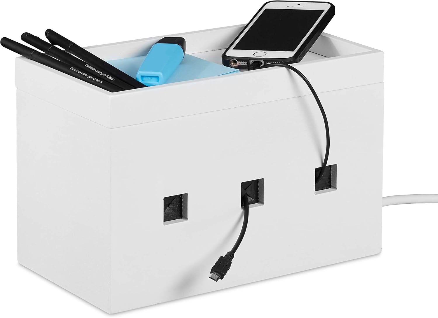 Relaxdays Bamboo Cable Box Hidden Cable Management HBT 6.5" x 10