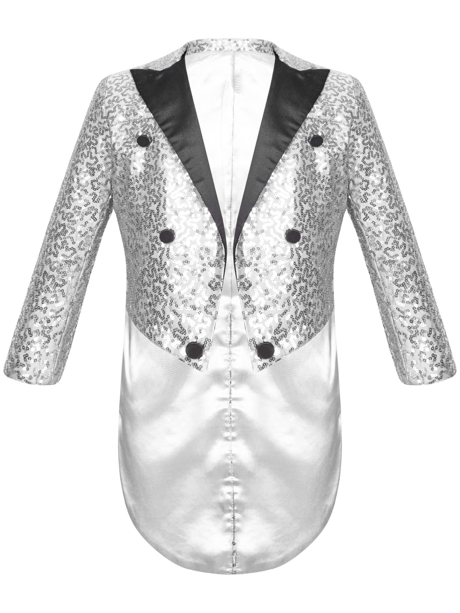 Costume Smoking Garçon Paillettes - Queue De Pie Cérémonie Mariage - Taille 5-14 Ans - Brillant