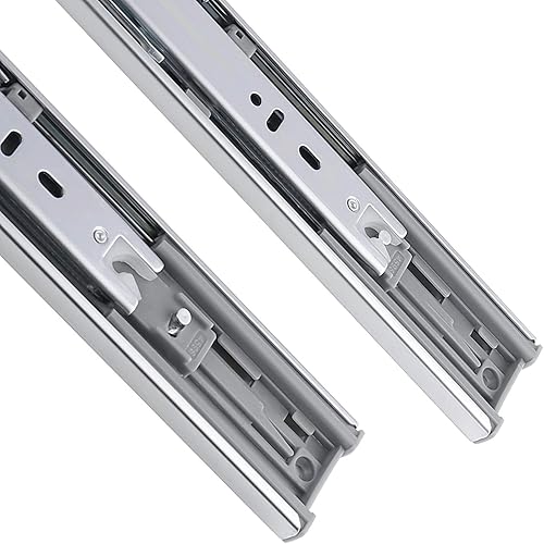 Miniatura 14 de Gobrico - Herrajes para muebles de 20 pulgadas, 100 libras. Deslizadores de cajón hidráulicos de cierre suave, extensión completa, rodamiento