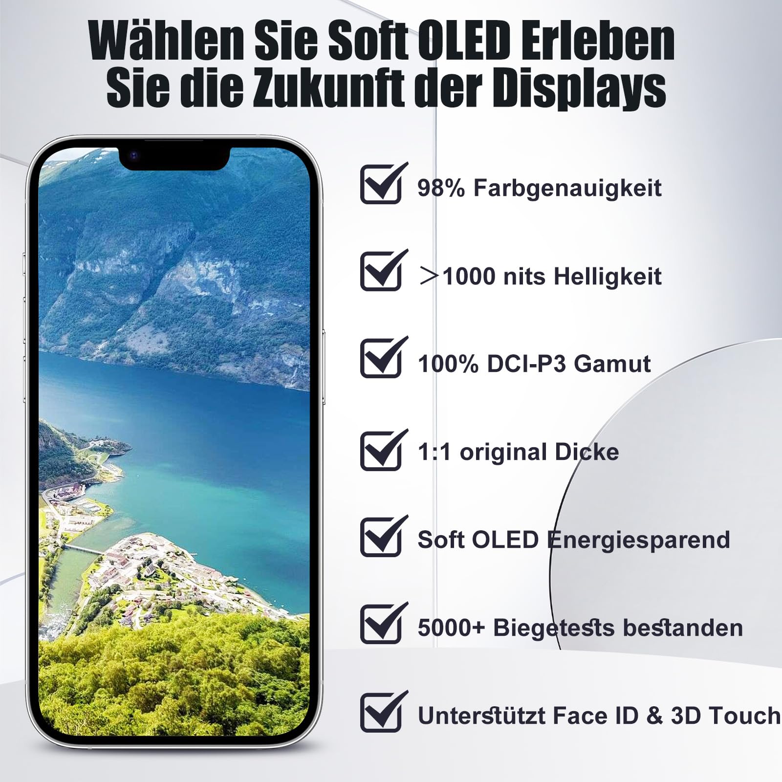DIGI4U Soft OLED für iPhone 13 Display Bildschirm Ersatz, 6.1'' FHD True Tone COP Touchscreen [Kein LCD], 3D Touch Digitizer Rahmen Montage und Reparaturkits