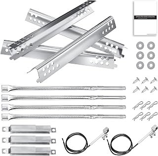 Hisencn Grill Replacement Parts for Charbroil Advantage Series 4 Burner 463344116, 466344116 Gas Grill, Grill Burners Tube, Heat Plate Tent Shield, Adjustable Carryover Tube, G361-0003-W1
