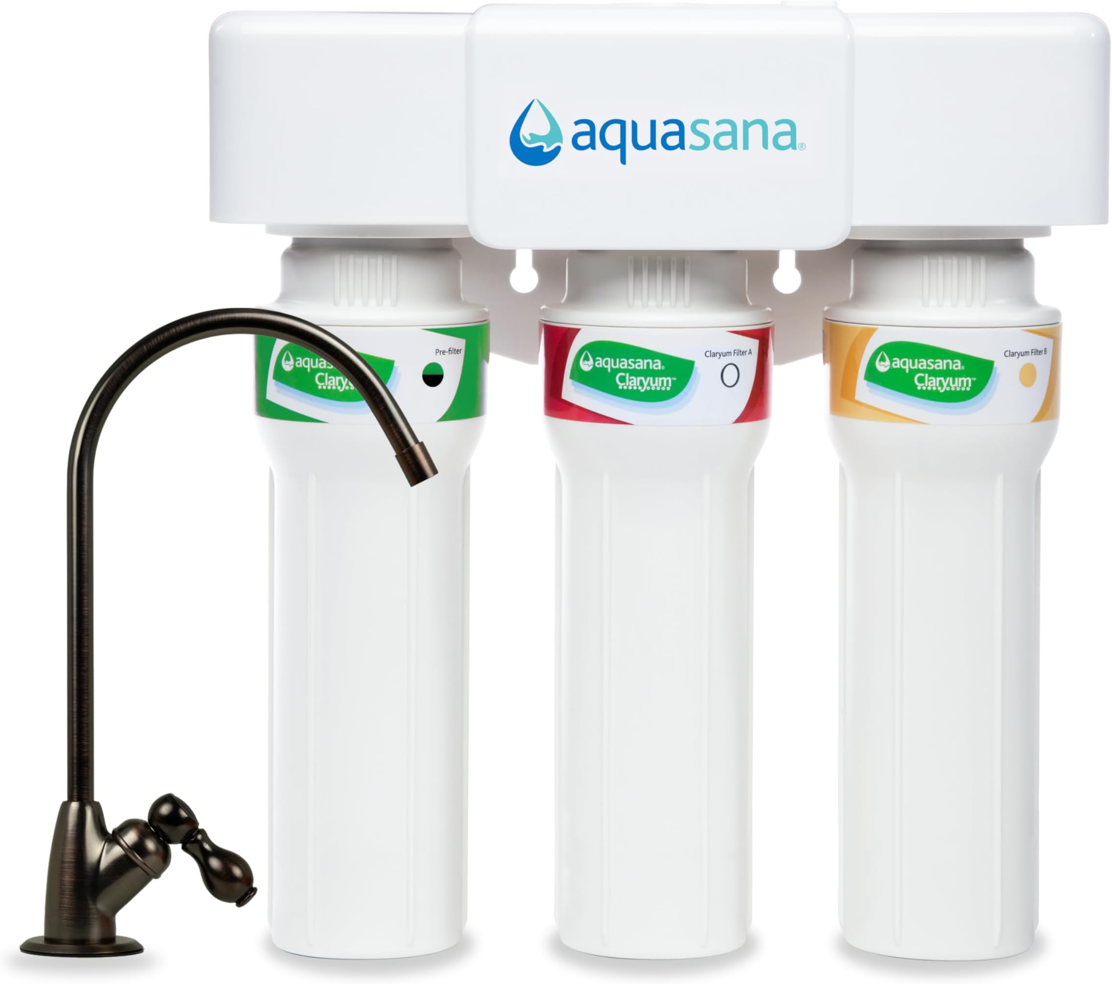Aquasana 3-Stage Max Flow Claryum Under Sink Water Filter System - Kitchen Counter Claryum Filtration - Filters 99% Of Chlorine - Oil-Rubbed Bronze Faucet - ‎AQ-5300+.62