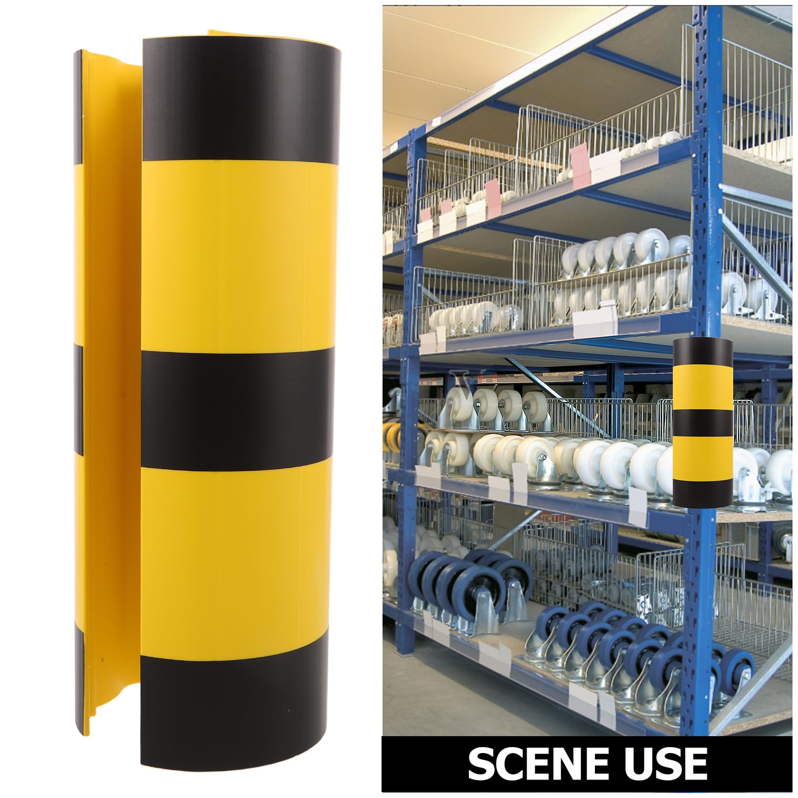 Ciieeo Protezione Angolare Anticollisione in Plastica Alta Densità per Colonne Scaffali da 30 Cm, Copertura Antiurto Vivace per Magazzino Logistico e Supporto Bordi Resistente