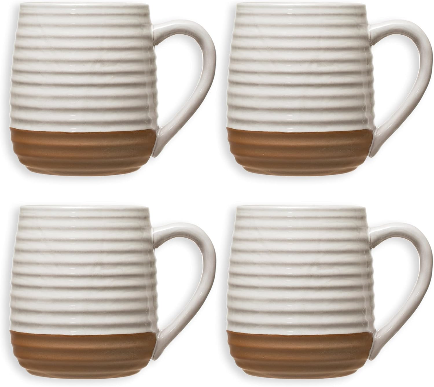Creative CoOp Ribbed Design and Reactive Glaze Finish, Set
