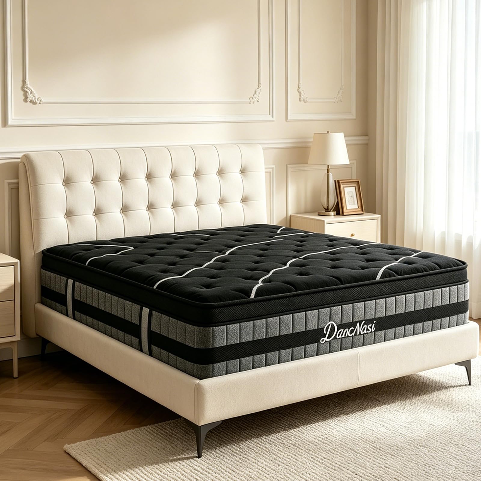 Matelas 140x190, Ressorts Ensachés+Latex Blue+Mousse Mémoire Gel, Certifié Oeko-Tex, 8 Zones de Soutien, Isolation des Mouvements, Anti-Affaisissement, Haute Résilience, Confort Mi-Ferme, Ép 28 cm