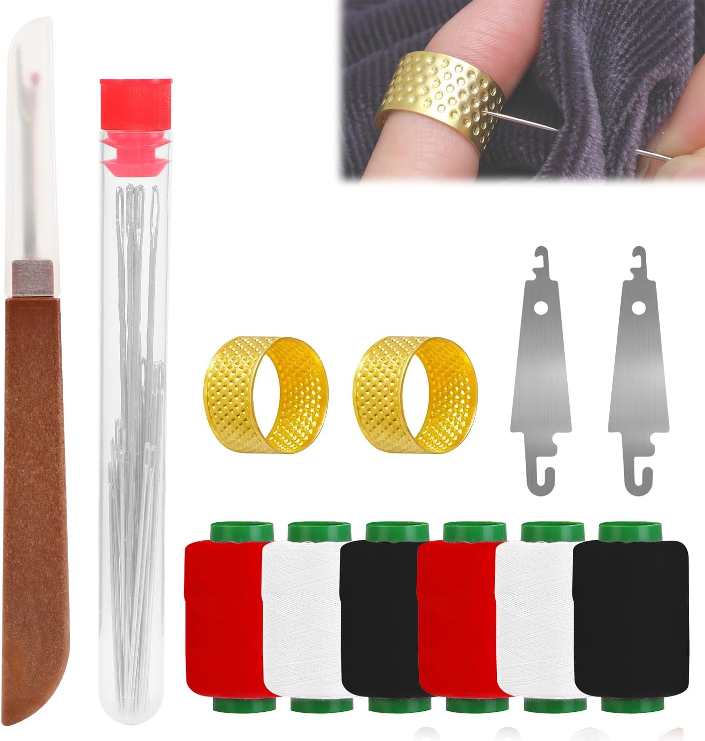 37pcs Sewing Tool Set, Needle Thread Hand Repair Kit for Beginners, Mini Sewing Kit for Mending Clothes, Include 25 Steel Needles, 6 reels of Thread, Seam Ripper, 2 Needle Threader, 2 Thimbles