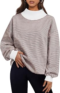 Trendy Queen Womens Mock Neck Sweatshirts Oversized Pullover Fall Outfits | Fall Fashion Clothes 2026,Airport Travel Outfits,Long Sleeve Tops,Trending Soft Fleece,Casual Work Hiking Lounge Clothing