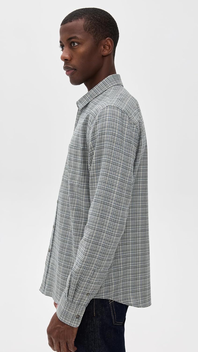 Vince Men's Highclere Plaid Separate Placket L/S Shirt - Image 4