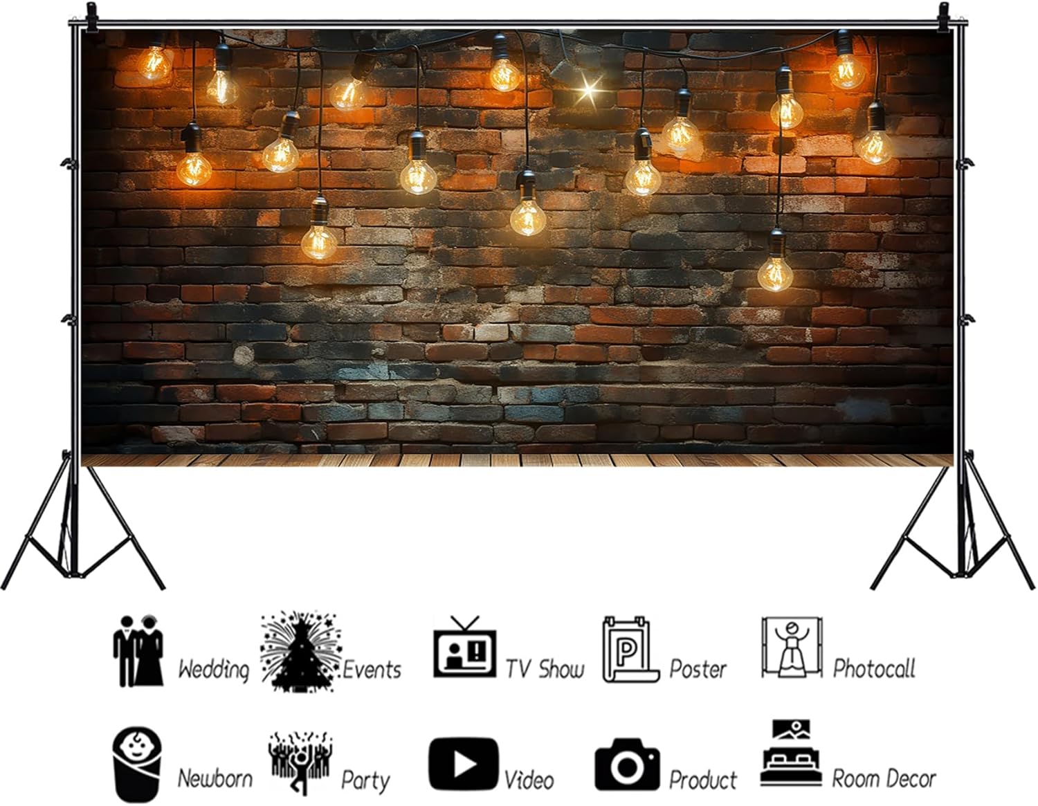 CSFOTO 20x10ft Vintage Brick Backdrop Dim Dungeon Cave Wall Lighting Photography Background Theme Party Decoration Background Banner Portrait Photography Wallpaper Props