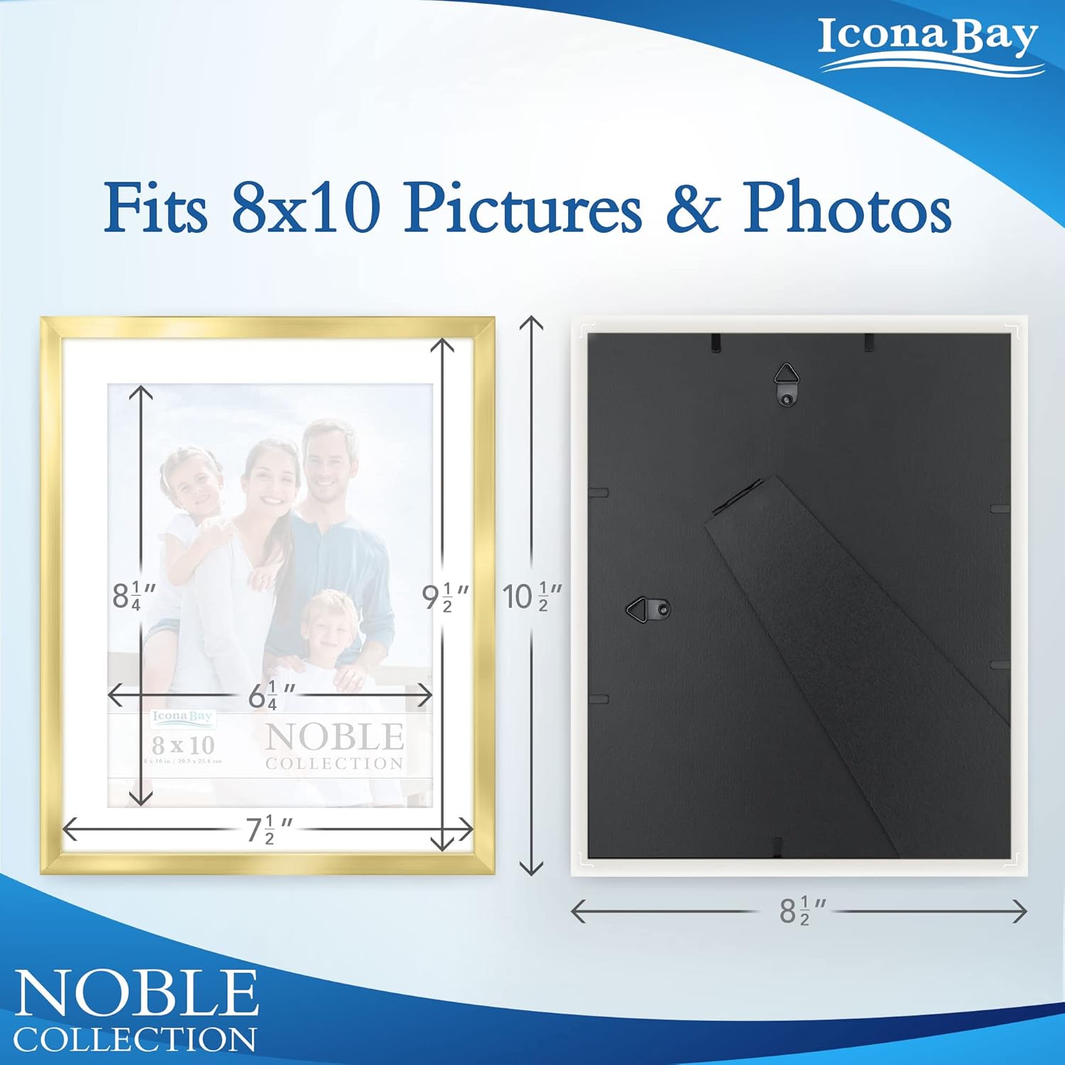 Icona Bay 8x10 Gold Picture Frame w/Mat, Modern Professional Frame, Noble Collection - Image 2