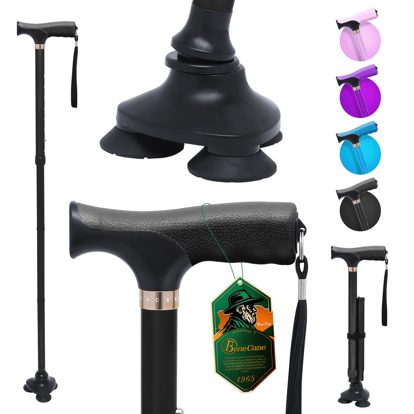 BeneCane 杖 折りたたみ杖 つえ ステッキ TPRグリップ 男性用 女性用