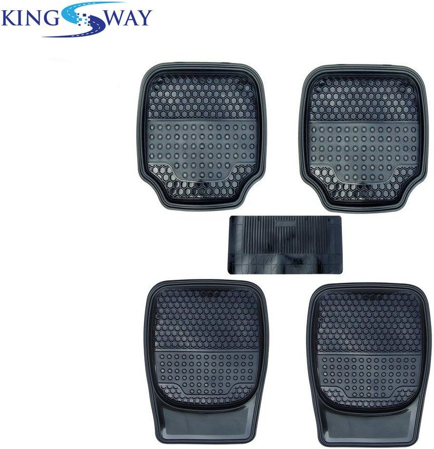 KINGSWAY 3G PVC Rubber Car Foot Mats Compatible with Mahindra Bolero Neo (Year 2021 Onwards), Universal Size Floor Mat, Complete Set of 5 Pcs, Waterproof and Washable, Black Color