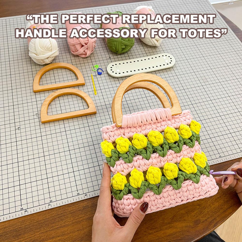 SEWACC 2 Stück D-förmige Holz Taschenhenkel - DIY Griffe Für Handtaschen