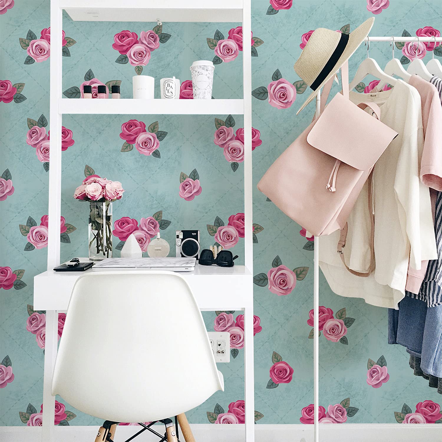Papier peint muralo Coloray avec roses et fleurs florales