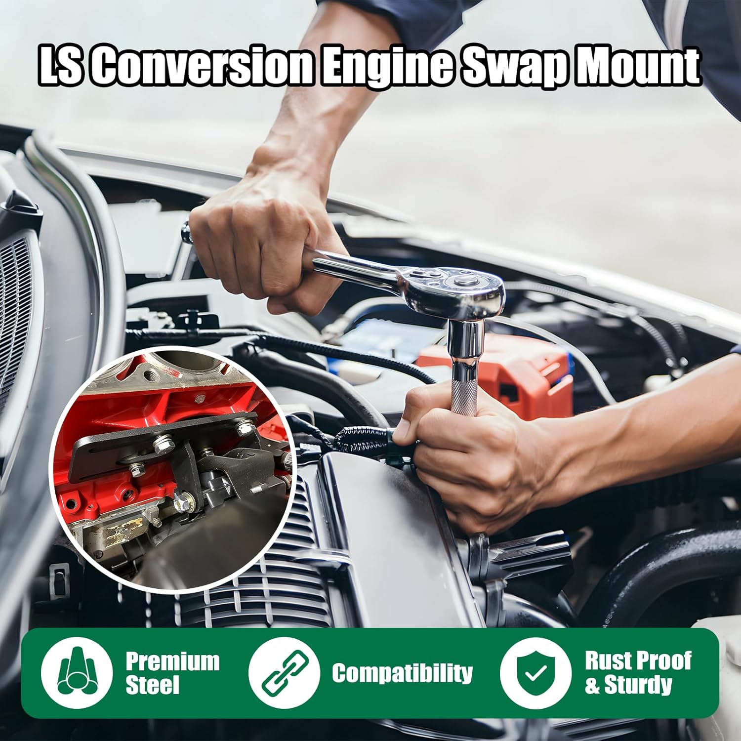 LS Swap Motor Mount Brackets, Compatible with 1973-1998 Chevy GMC C/K Trucks 2WD 4WD, Adjustable Engine Conversion Mounts for LS1 LS2 LS3 Series