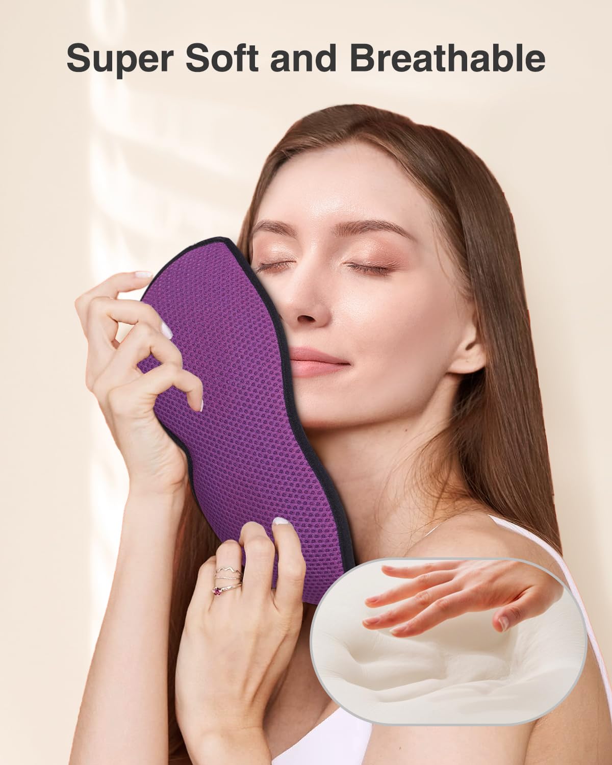 MABAO Masque de sommeil pour les yeux pour homme et femme, bonnet profilé 3D, sans pression oculaire, 100 % bloquant la lumière, sangle réglable, bandeau pour les yeux de nuit, voyage, sieste, violet