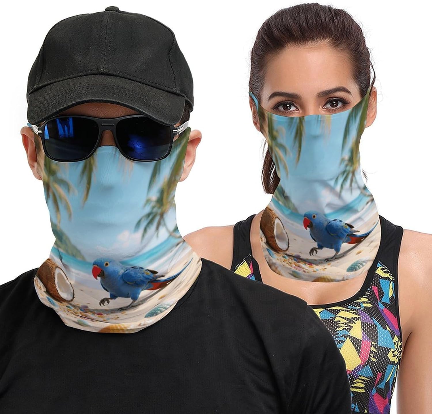 Ropical Parrot Face Cover Neck Gaiter Bandana Face Mask Sun Cooling Scarf Cover Head Warm Head Wrap Winter Neck Gaiter Face Covers Balaclava Headband Face Scarf Adult