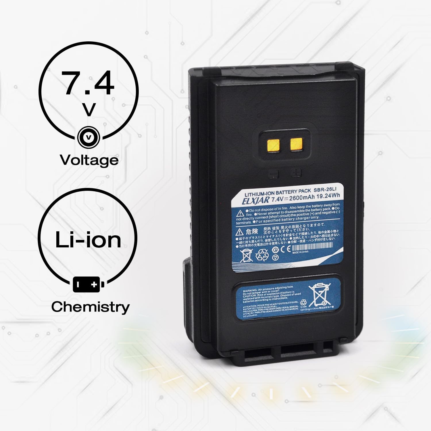 vhbw batteria compatibile con Yaesu FTA-250L, FT-25R, FT-65R radio (2500mAh, 7,4V, Li-Ion vhbw batteria compatibile con Yaesu FTA-250L, FT-25R, FT-65R radio (2500mAh, 7,4V, Li-Ion