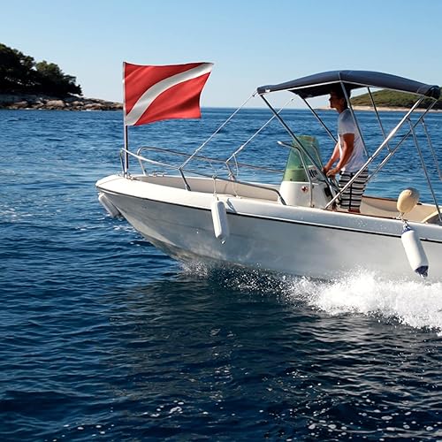 Miniatura 7 de MOPHOEXII Paquete de 2 banderas de buceo con ojales dorados, bandera de buceo, bandera alfa, marcador de bandera de barco, 20 x 24 pulgadas para