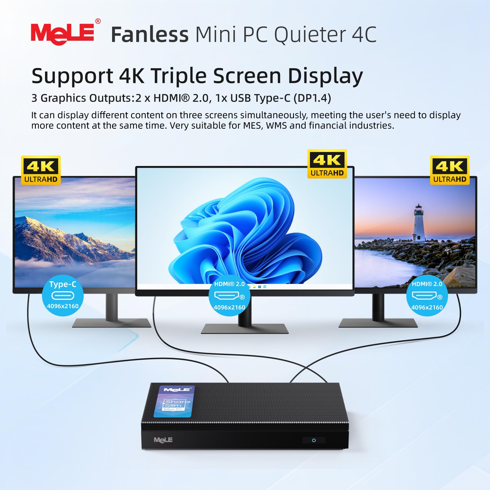 MeLE Fanless N100 Mini PC 16GB LPDDR4x 512GB SSD Quieter4C Micro