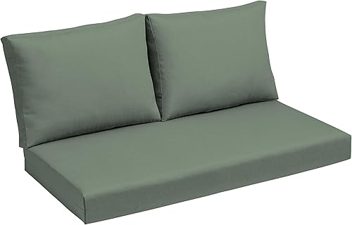 Arden Selections earthFIBER - Juego de cojines para sofá biplaza para exteriores, 48 x 24 pulgadas, repelente al agua, resistente a la decoloración,