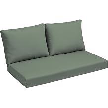Arden earthFIBER Outdoor Loveseat Cushion Set, 48 x 24, Rain-Proof, Fade Resistant, Loveseat Bottom and 2 Back Cushions for Loveseat, Bench, and Swing Sage Green Texture