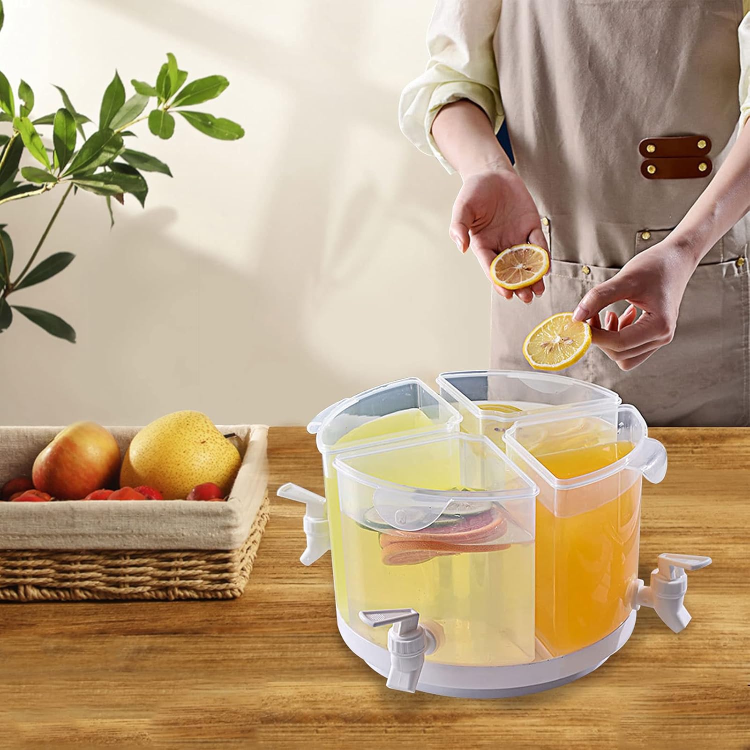  | Drink Dispensers For Parties, 1.45 Gallon Lemonade Juice Dispensers 360°Rotate With Spigot ,CDWMJ Fridge Plastic Beverage Dispenser With Non-Slip Handle/Wide Mouth Design: Iced Beverage Dispensers