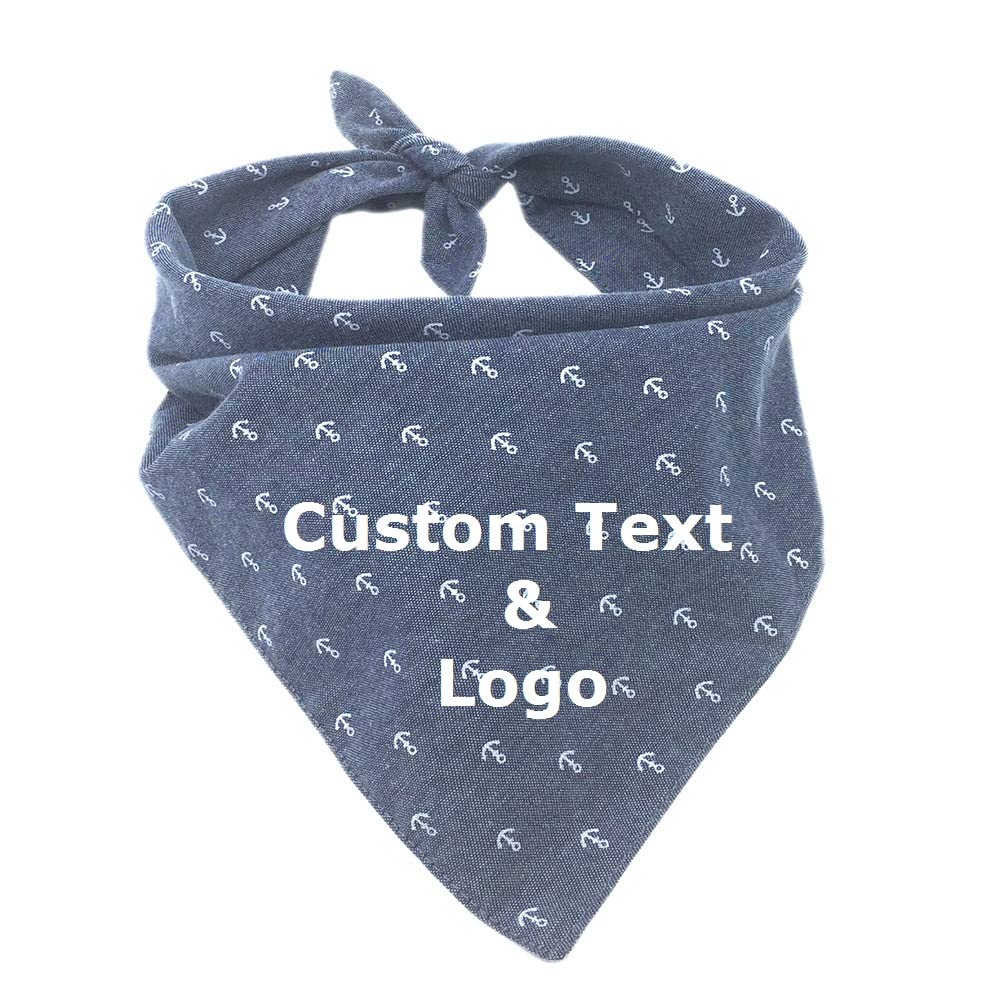 Muka Pañuelo personalizado para perros de doble capa para mascotas con texto personalizado y logotipo-ANCHOR-S