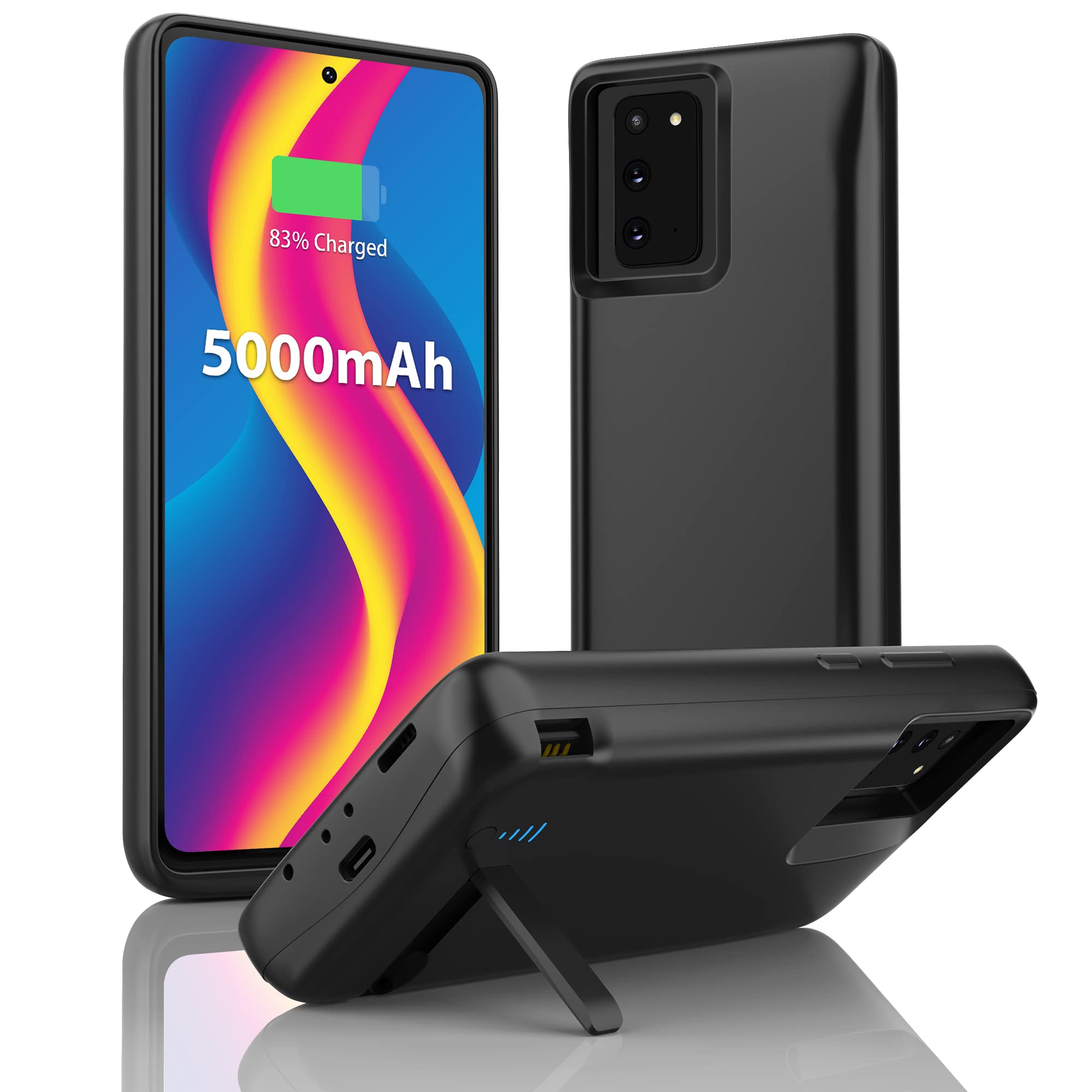 Battery Charger Chaging Case for Galaxy S20 - Portable 5000mAh Ultra Slim for Galaxy S20 Battery Case, Rechargeable Battery Charging Case for Samsung Galaxy S20 Black