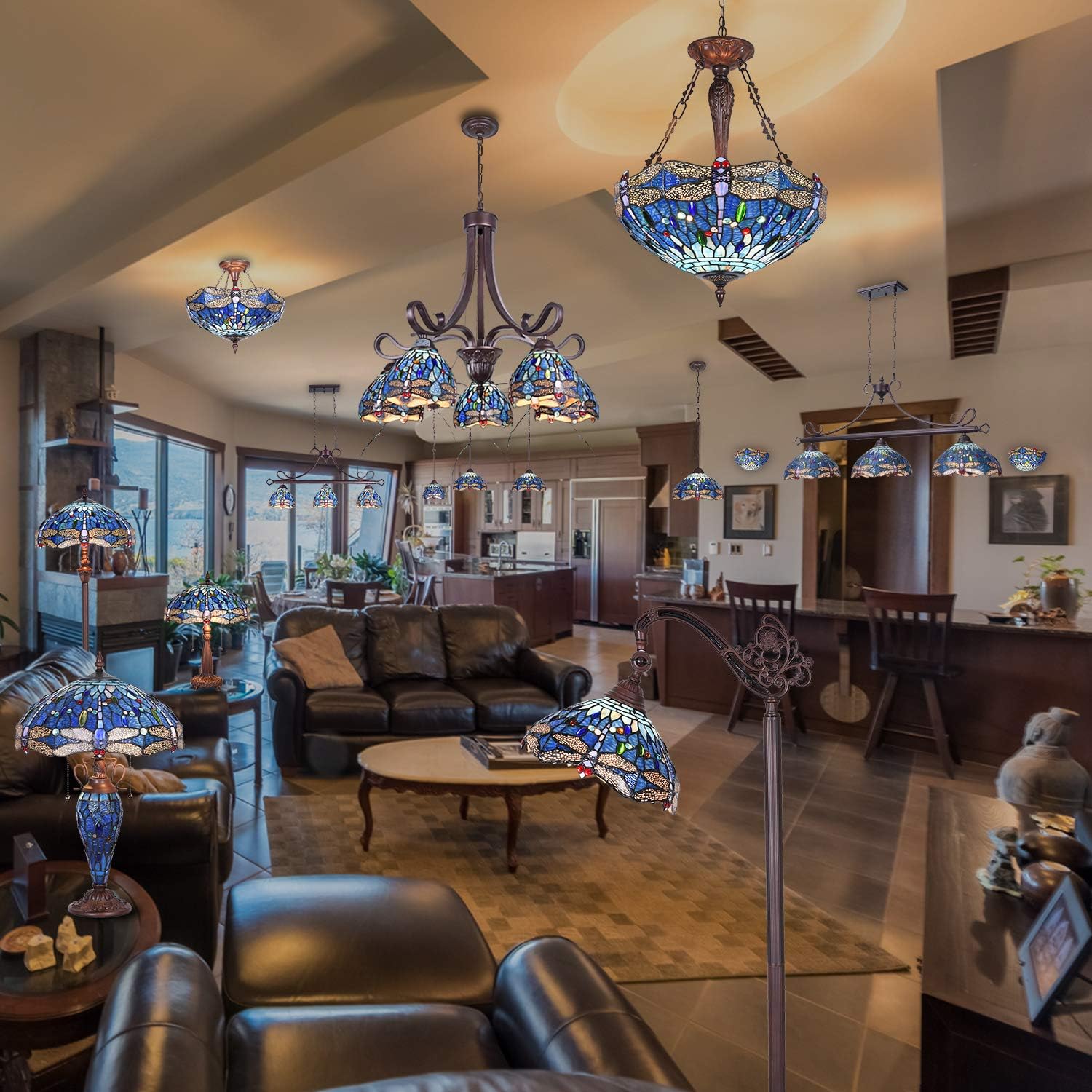 Buy 1 get 1 🔥 Capulina Tiffany Chandeliers 5-Light x7Width Stained Glass Chandeliers Vintage Style for Dining Room Foyer Kitchen Black Friday 🔥 Capulina Tiffany Chandeliers 5-Light x7Width Stained Glass Chandeliers Vintage Style for Dining Room Foyer Kitchen