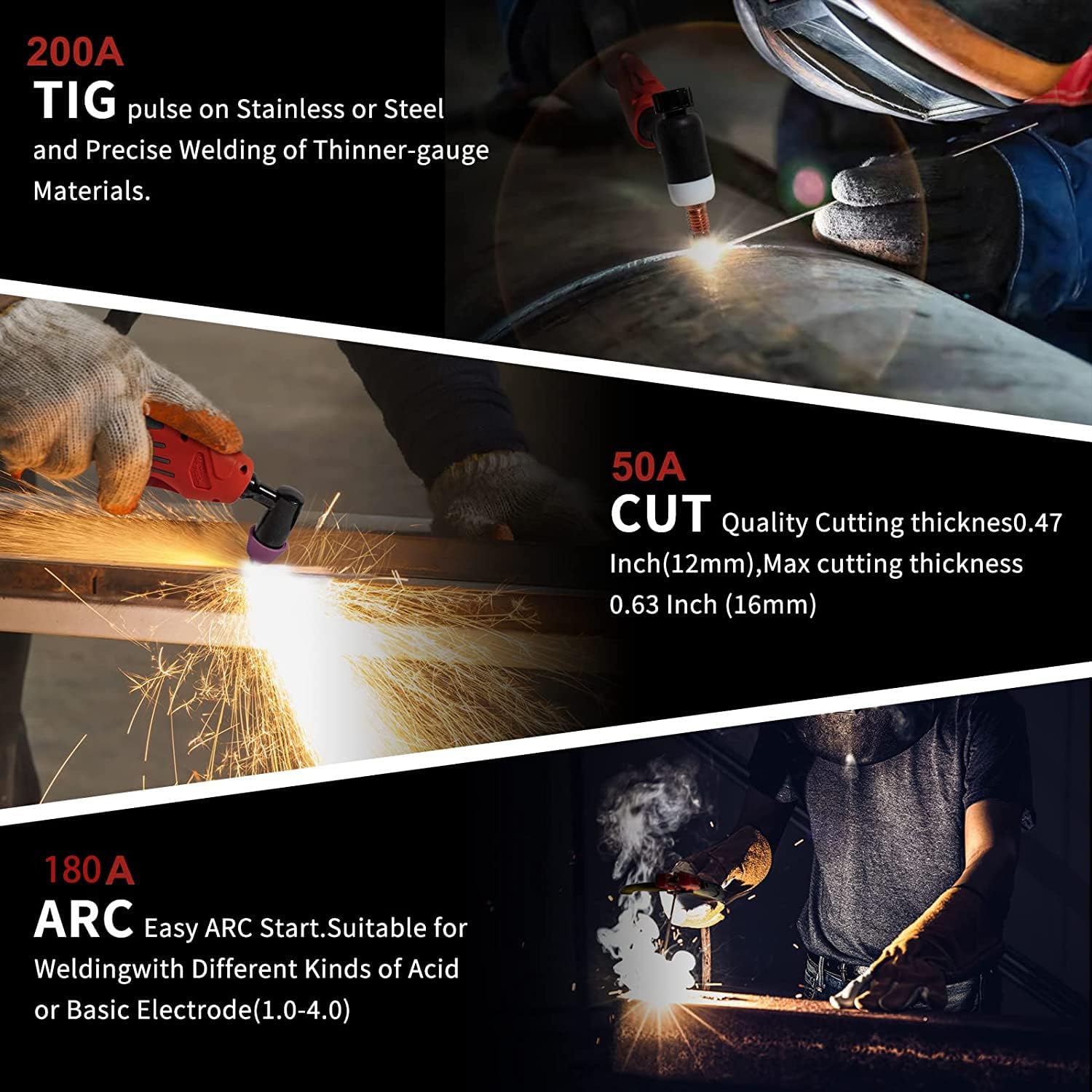 Capabilities of HITBOX CT520 for TIG, CUT, and ARC modes