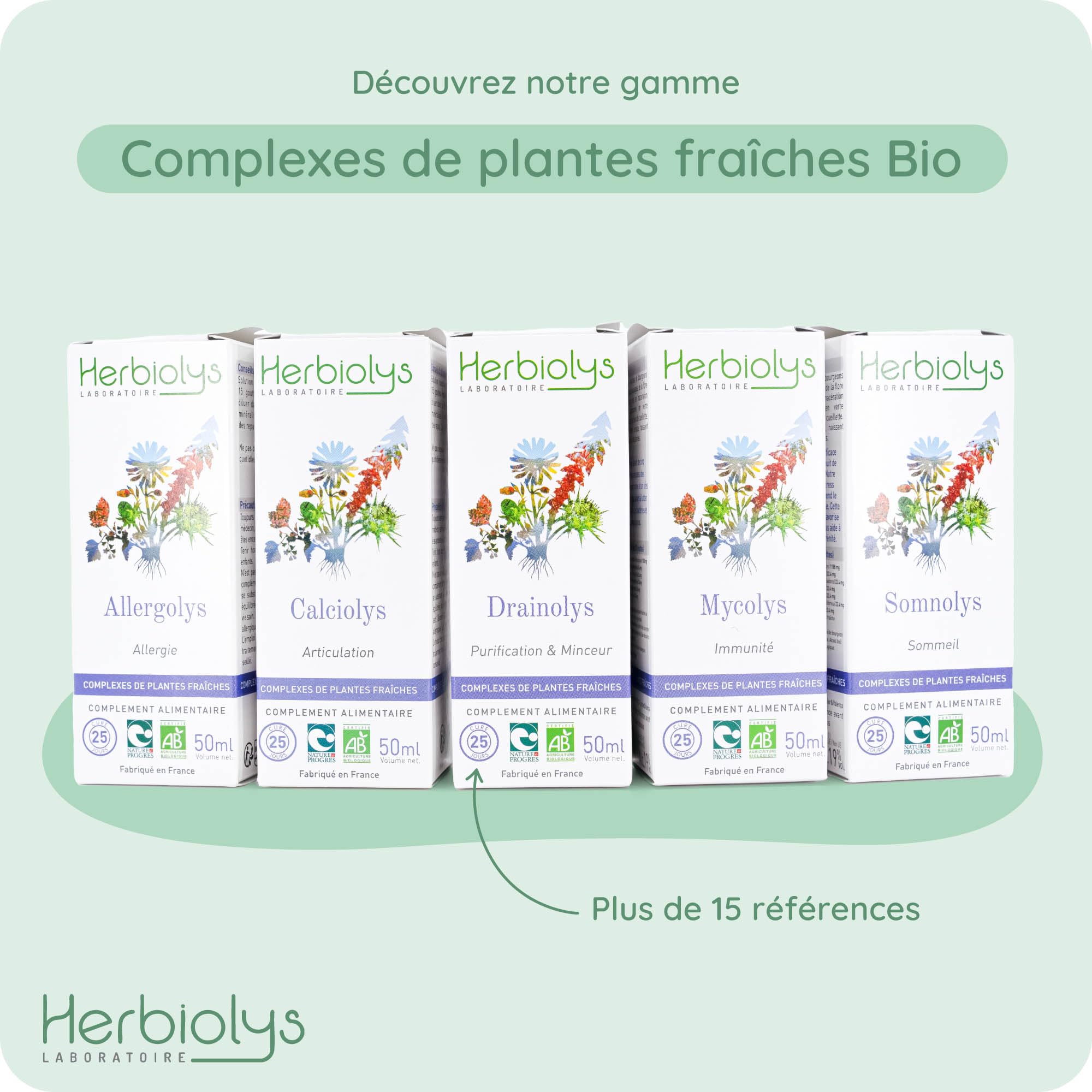 Herbiolys | Complexes de Plantes Fraîches Bio | Articulolys | Articulation | Phytothérapie - Gemmothérapie Bio | 50 ml