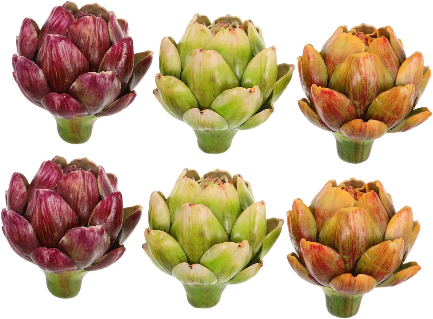 6pcs Realistic Faux Artichokes Artificial Vegetables for Home Decor and Event Centerpieces for Weddings and Parties Lifelike Design