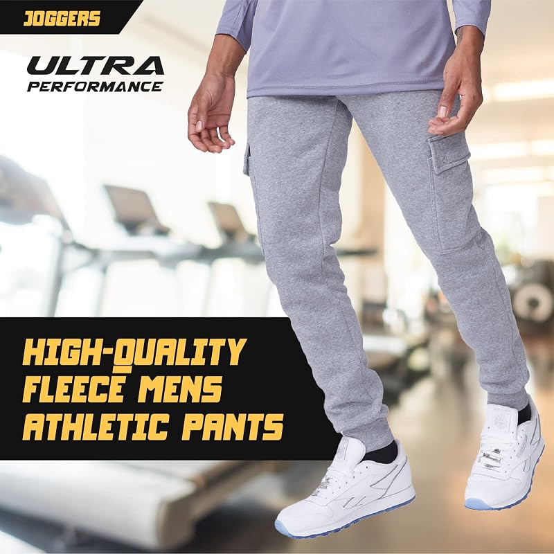Ultra Performance Mens Sweatpants 3 Pack Fleece Cargo Joggers, with Pockets image 3