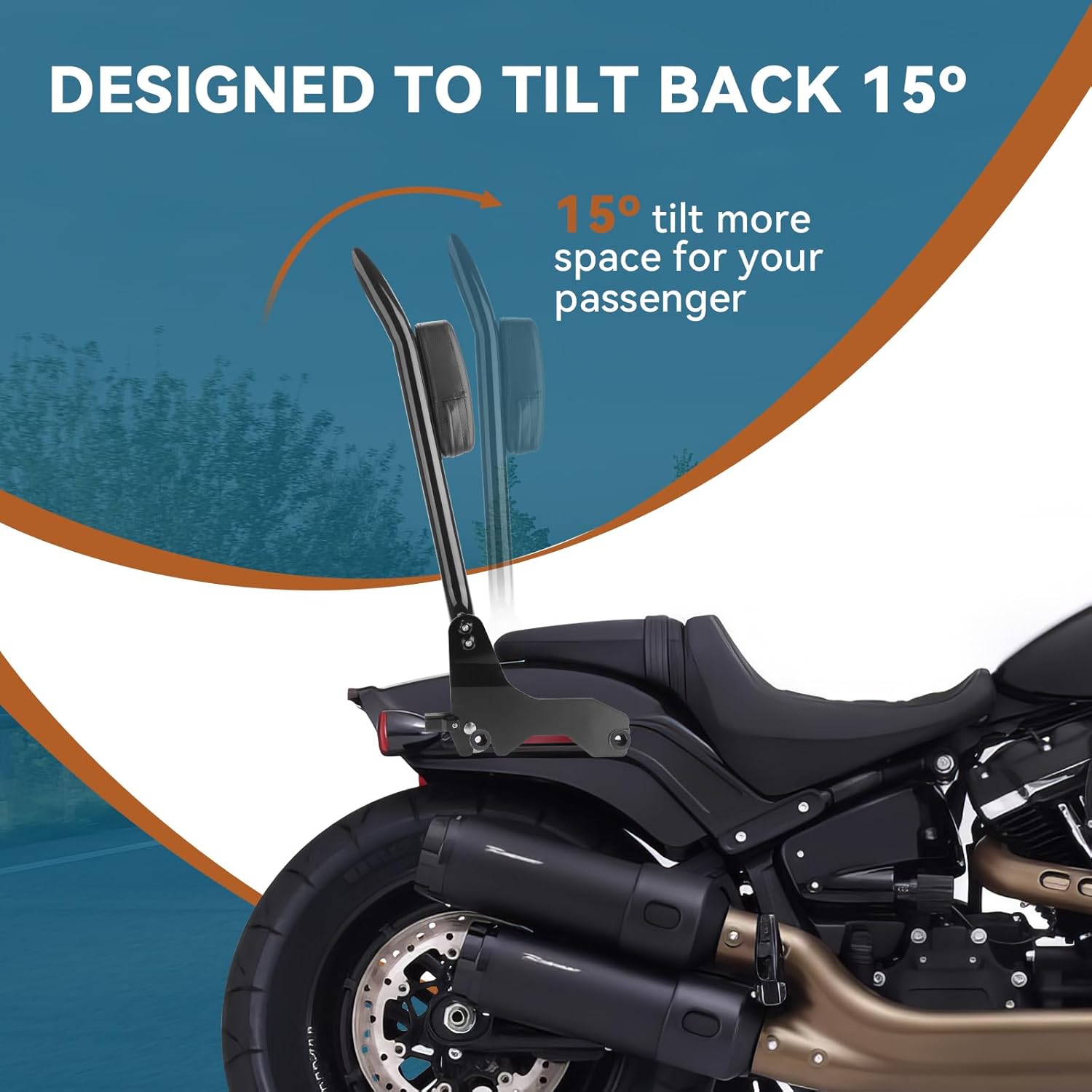 Fat Bob Sissy Bar for Harley Davidson FXFB FXFBS 2018-2023 Softail, 26" Detachable Passenger Backrest for Motorcycle, Tall Quick Release Adjustable Back Pad Black