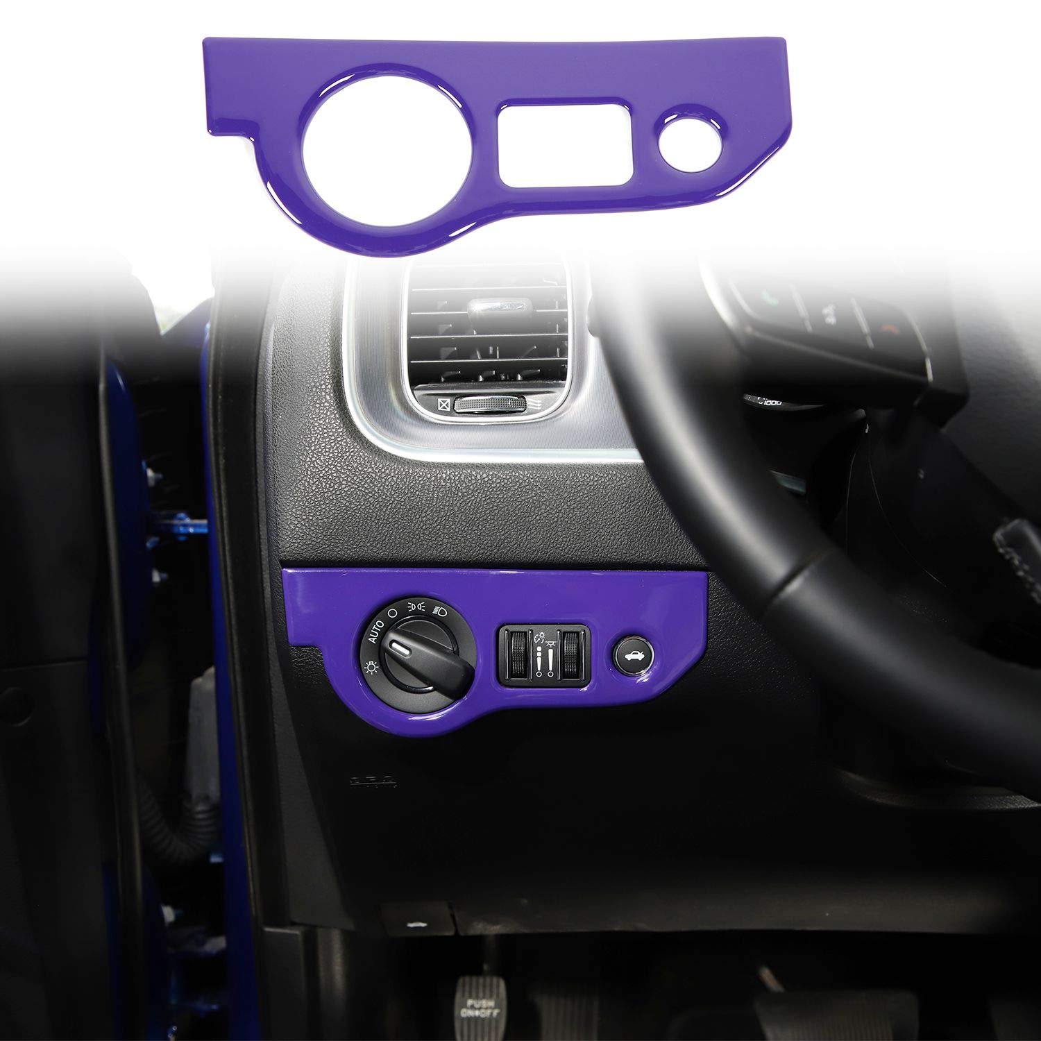 Voodonala for Challenger Charger Headlight Switches Trim for 2015-2020 Dodge Challenger, for 2010-2020 Dodge Charger, ABS Purple 1pc