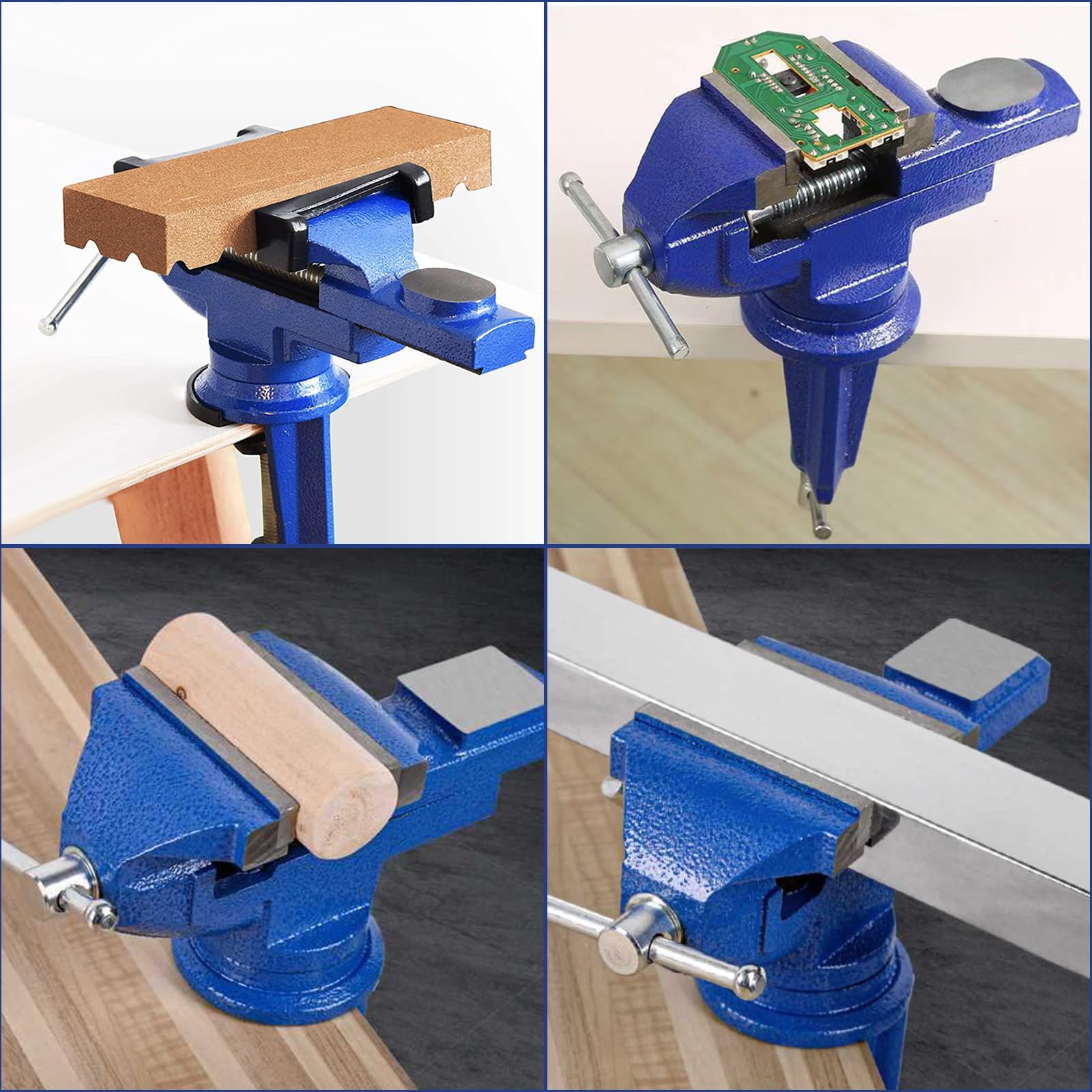 Étau de table 70 mm, pince d'établi compacte en acier moulé avec base pivotante à 360°, mini étau robuste pour bricolage, coupe, perçage, ponçage et réparation