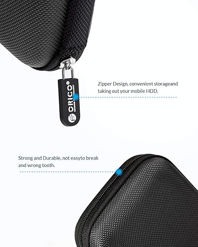 Miniatura 4 de ORICO Estuche para disco duro de 2.5 pulgadas, bolsa de transporte de almacenamiento de unidad externa, impermeable, a prueba de golpes, con tamaño