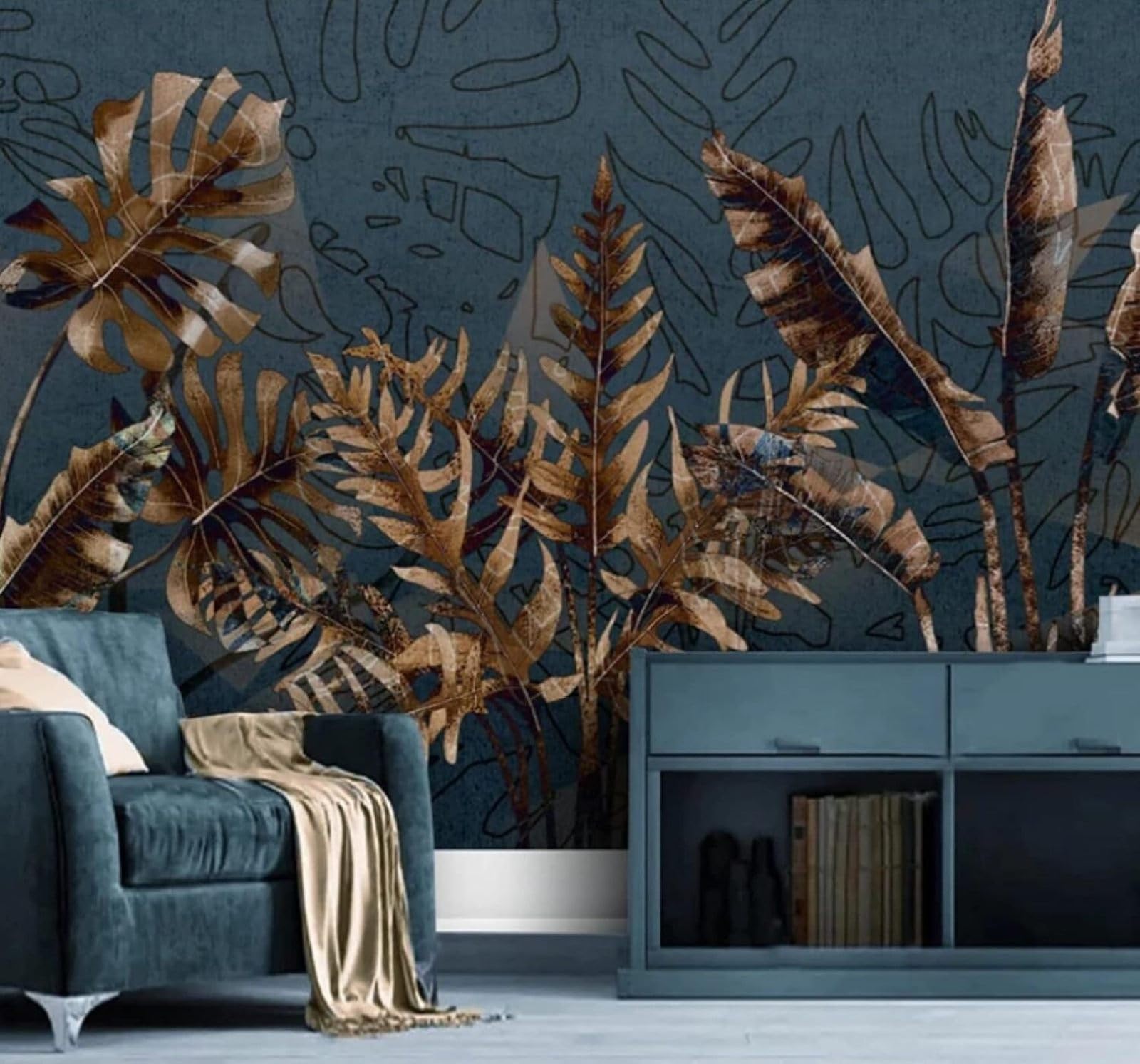 XLMING Abstract Vintage Tropical Plants Leaves 3D Wallpaper Luxury Home Dining Decor Paste Sofa Living Room The Wall for Bedroom Mural-350cm×256cm