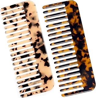 Cellulose Large Hair Detangling Comb,Wide Tooth Comb For Thick Curly Wavy Hair,long Hair Detangler Comb For Wet And Dry,2 ...