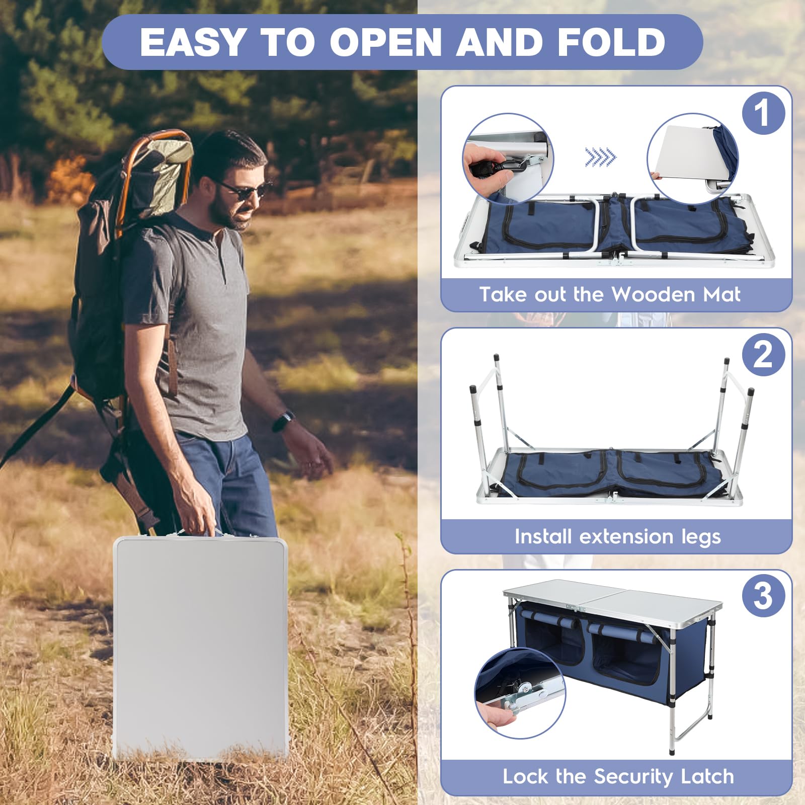 Camping & Hiking Outdoor Folding Table Camping Aluminum Alloy Picnic Table Light