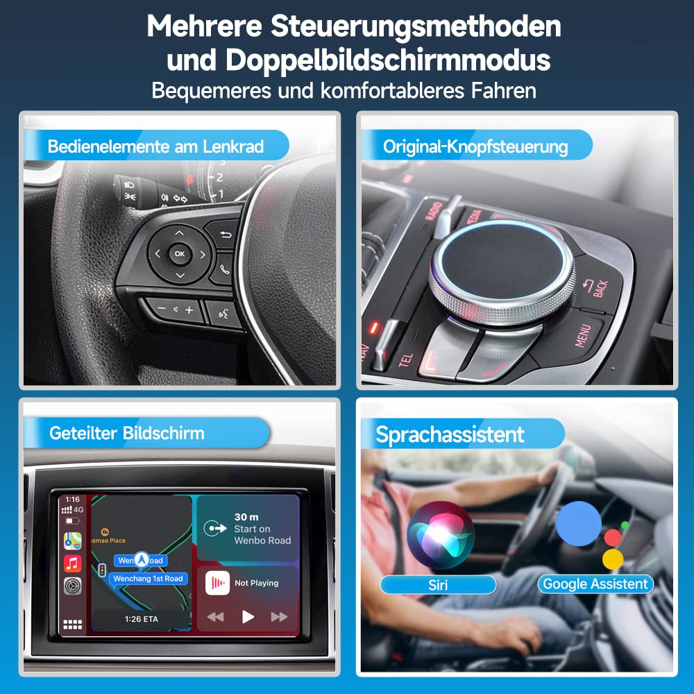 Carlinkit 5.0 2air CarPlay Wireless und Android Auto Wireless Adapter,für Autos mit CarPlay und Android Auto-Funktion(Herstellungsjahr:2017 bis 2025) Unterstützt Sprachassistent,Navigation,Musik